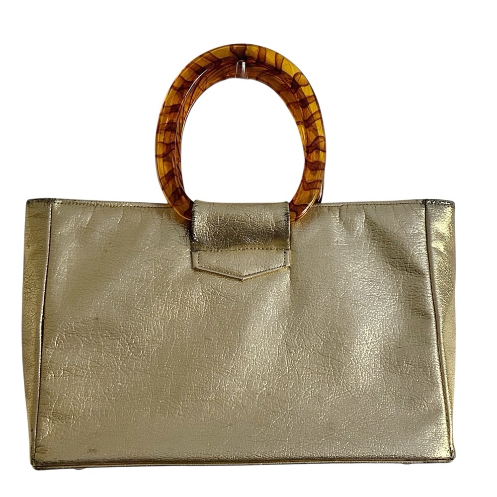 Vintage 1960s JR Florida Gold Tortoiseshell Handle Tote